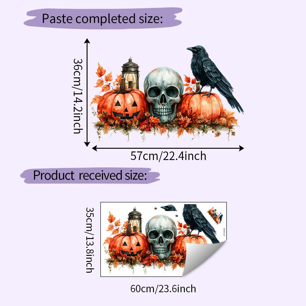 Halloween Pumpkin, Skull, Blackbird, Maple Leaf, Home Decoration, Wall Stickers, Self-adhesive Stickers