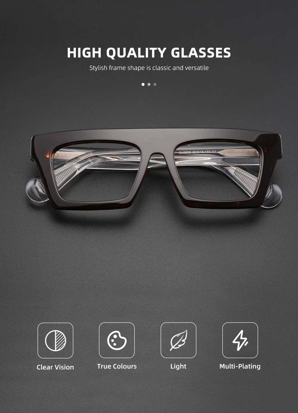 Classic Thick eyeglasses male acetate frame Clear Lens Glasses for Women Men Sunglasses UV Protection Hand-Crafted Eyewear Frame