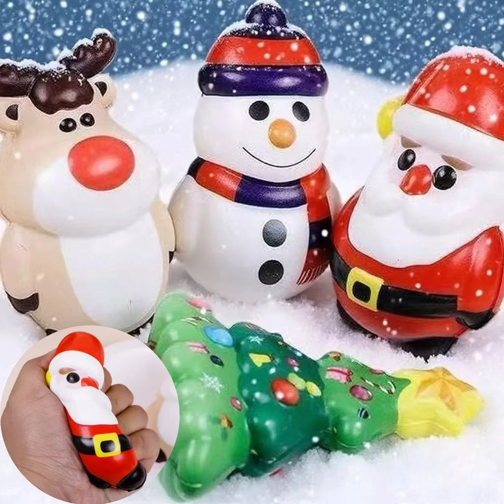 4Pcs PU Squishy Anti Stress Reliever Toy Doll Santa Claus Reindeer Christmas Gift Slow Rebound Antistress Squeeze Toy