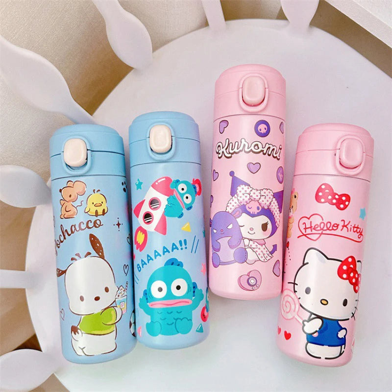 MINISO 420ML Thermos Coffee Cup 304 Stainless Steel Water Bottle Cute Cartoon Pattern Student Drink Bottle Girl Gift Water Cup