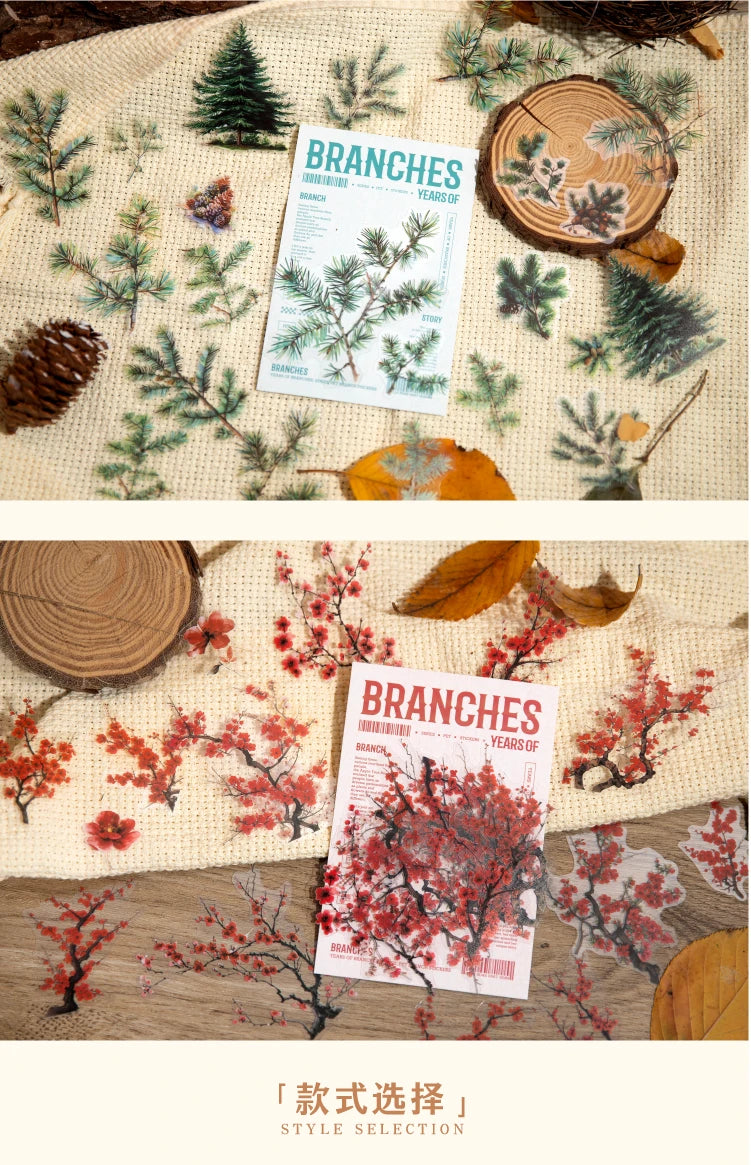 30pcs Plants Flowers Branches leaves Decorative PVC Stickers Scrapbooking Label Diary Stationery Album Phone Cup Journal Planner