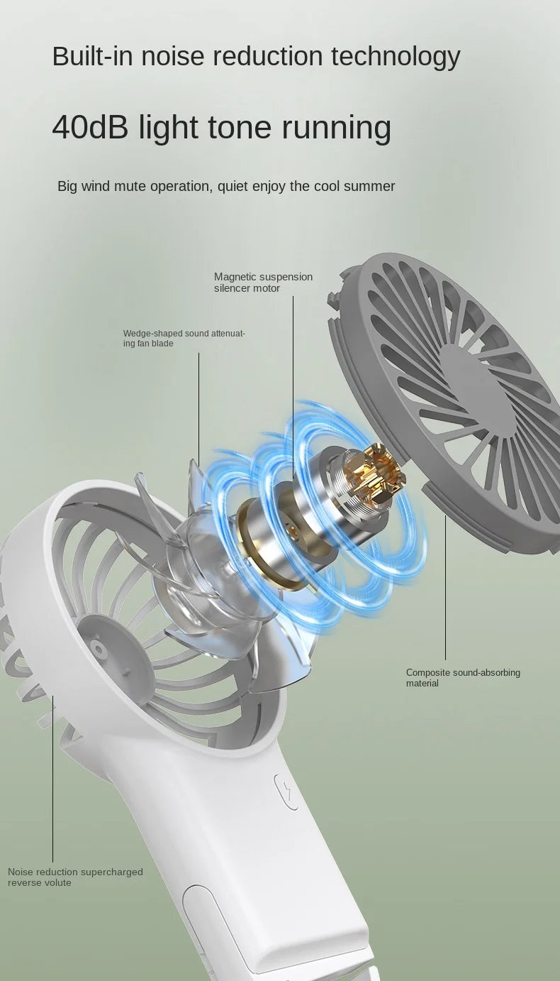 Cooling Electric Fan 3 Wind Speed Portable Pocket Fan For Travel Indoor Outdoor Usb Desktop Rechargeable Handheld Fan with Hook