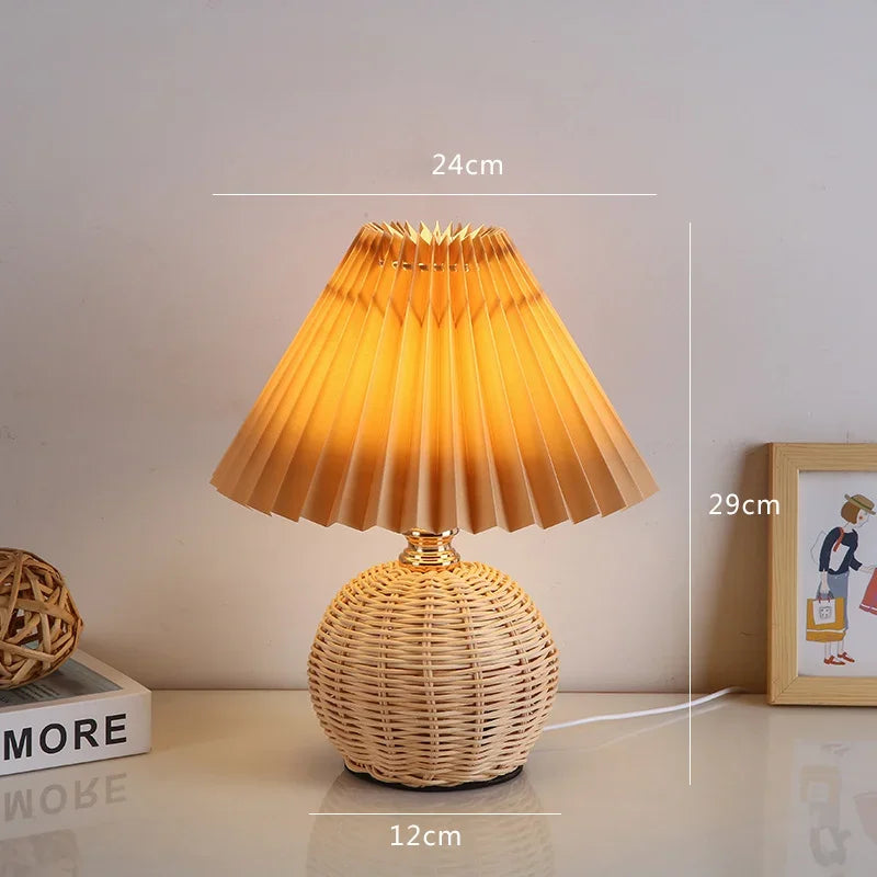 Nordic Ins Wind Internet Red Desk Lamp For Girls Warm Night Light High End Pleated Bedroom Bedhead Desk Lamp