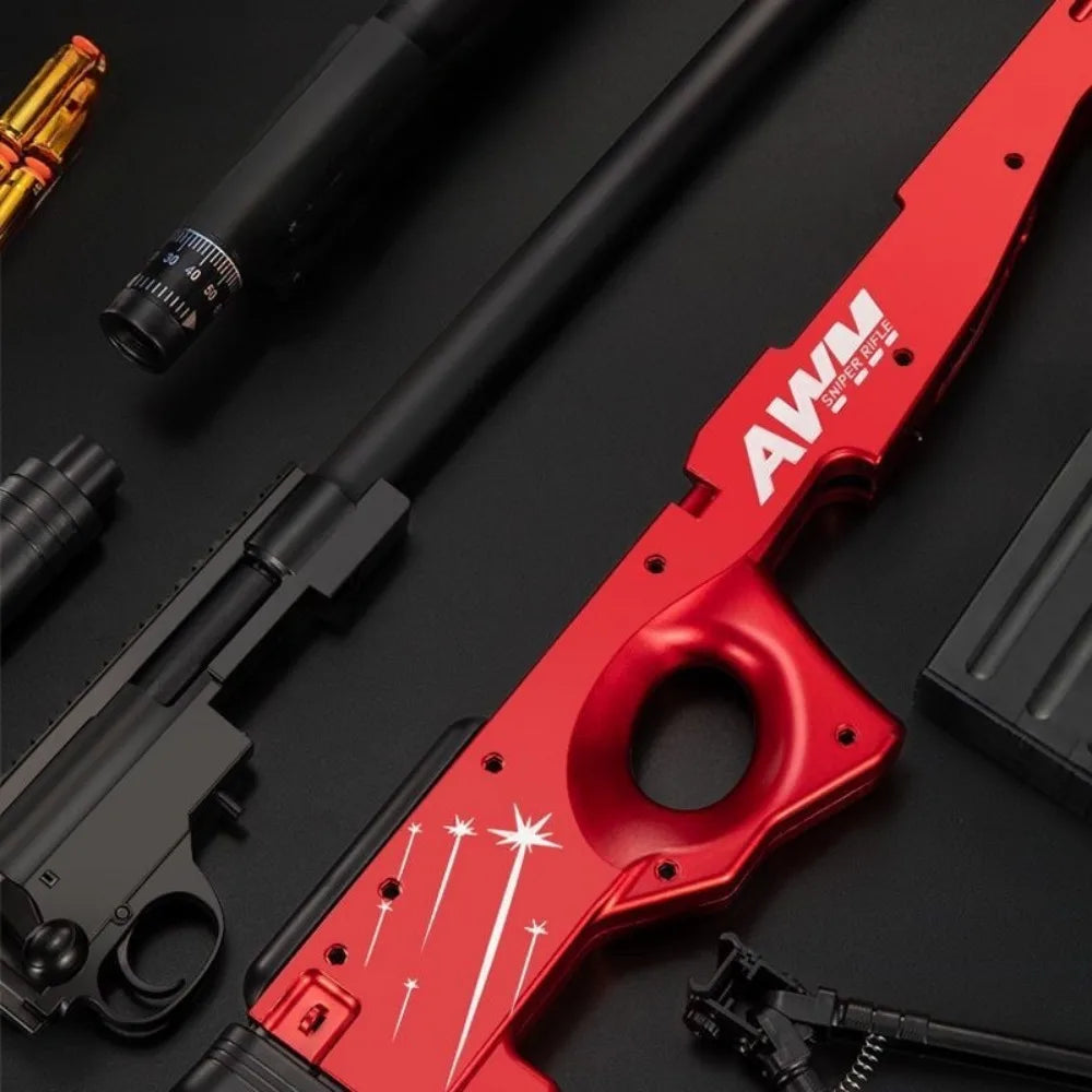 AWM Shell Soft-Bullet Gun Can Be Fired Toy Gun Manually Loaded Outdoor Combat Sniper Rifle Model Christmas Gift for Boy Adult