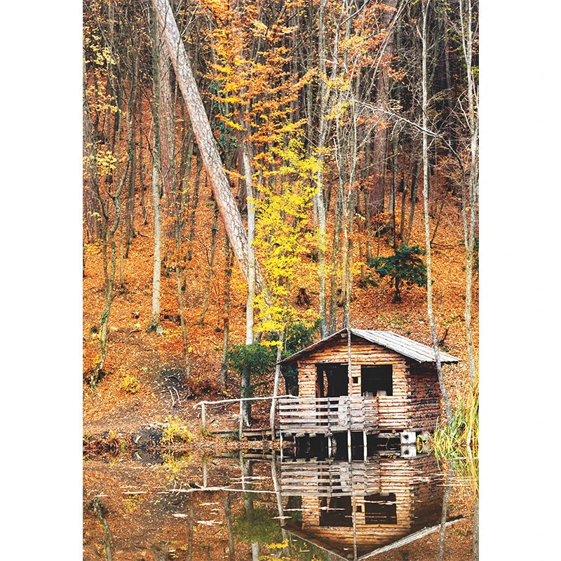 Autumn Yellow Leaves Fall View Landscape Wall Art Print Canvas Painting Pumpkin Halloween Poster Picture Living Room Home Decor