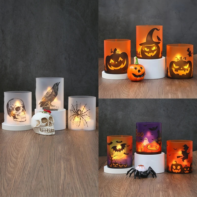 6pcs Halloween Pvc Lantern Ghost Pumpkin Bat Lampshade No Lights Halloween Party Home Table Decoration Haunted House Horror Prop