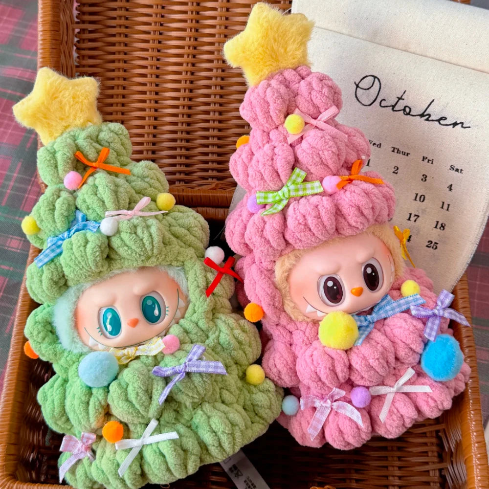 For 17cm Labubu 3.0 Doll Festive Wear Christmas Tree Outfit Finished Crochet Clothes Doll Accessories Christmas Gift