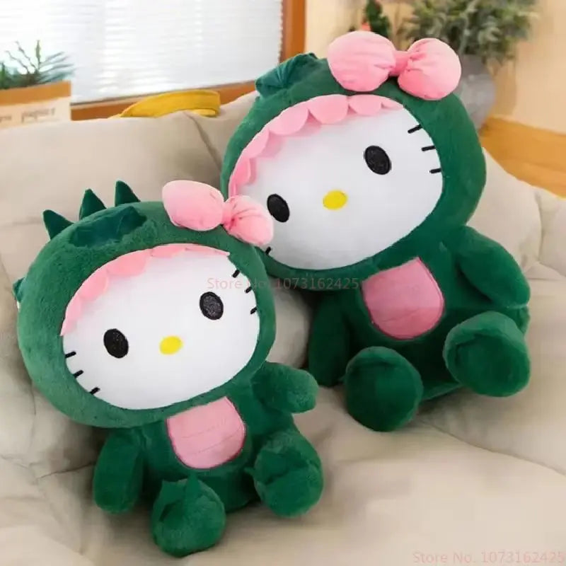 Sanrio Dinosaur Hello Kitty Plush Toy Kawaii Anime Kitty Plushie Pillow Cute 35/50/65cm/80cm Cartoon Stuffed Doll Christmas Gift