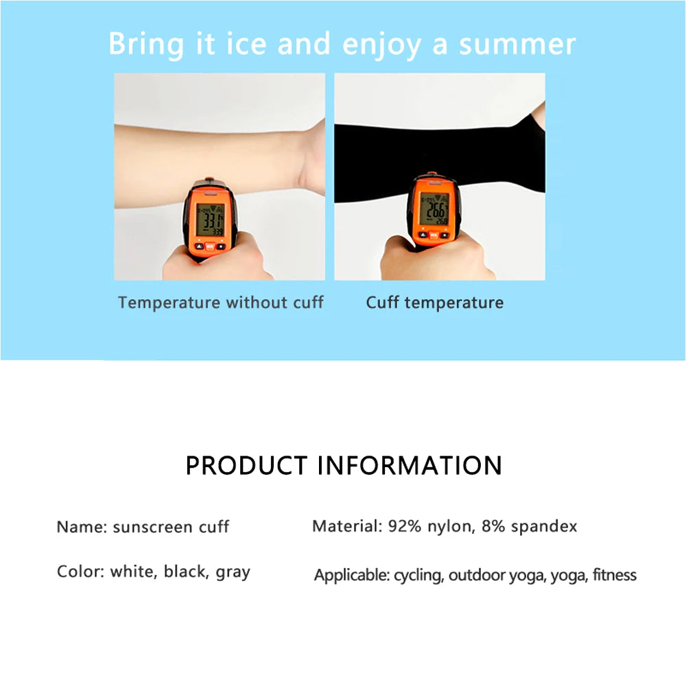 1Pair UV Sun Protection Arm Sleeves Cooling Ice Silk Unisex Women Men Outdoor Sports for Cycling Driving Running Riding Fishing