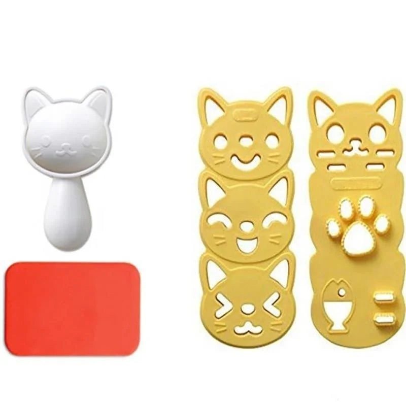 1 Set Lovely  Smile Cat Sushi Rice Mold Decor Cutter Sandwich Creative DIY Tool Rice Ball Christmas Tree Halloween Pumpkin Molds