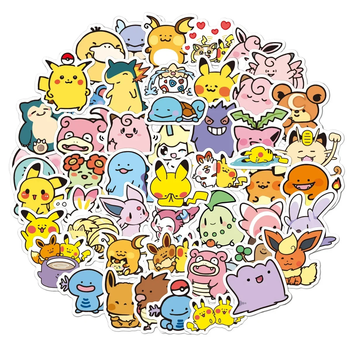 100PCS Cute Anime Pokemon Cartoon Stickers for Laptop Motorcycle Stationery DIY Kids Toys Graffiti Sticker Decoration