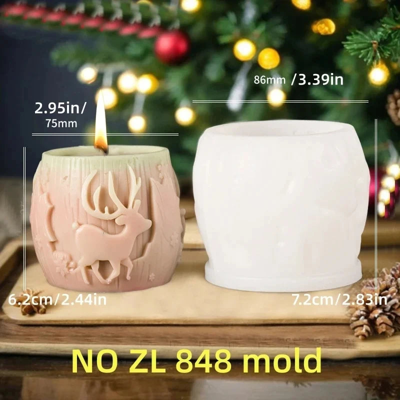 Smile Santa Claus Giving Gift Cylindrical Scented Candle Silicone Mold Santa Claus Hold Gift Resin Plaster Molds Christmas Gift