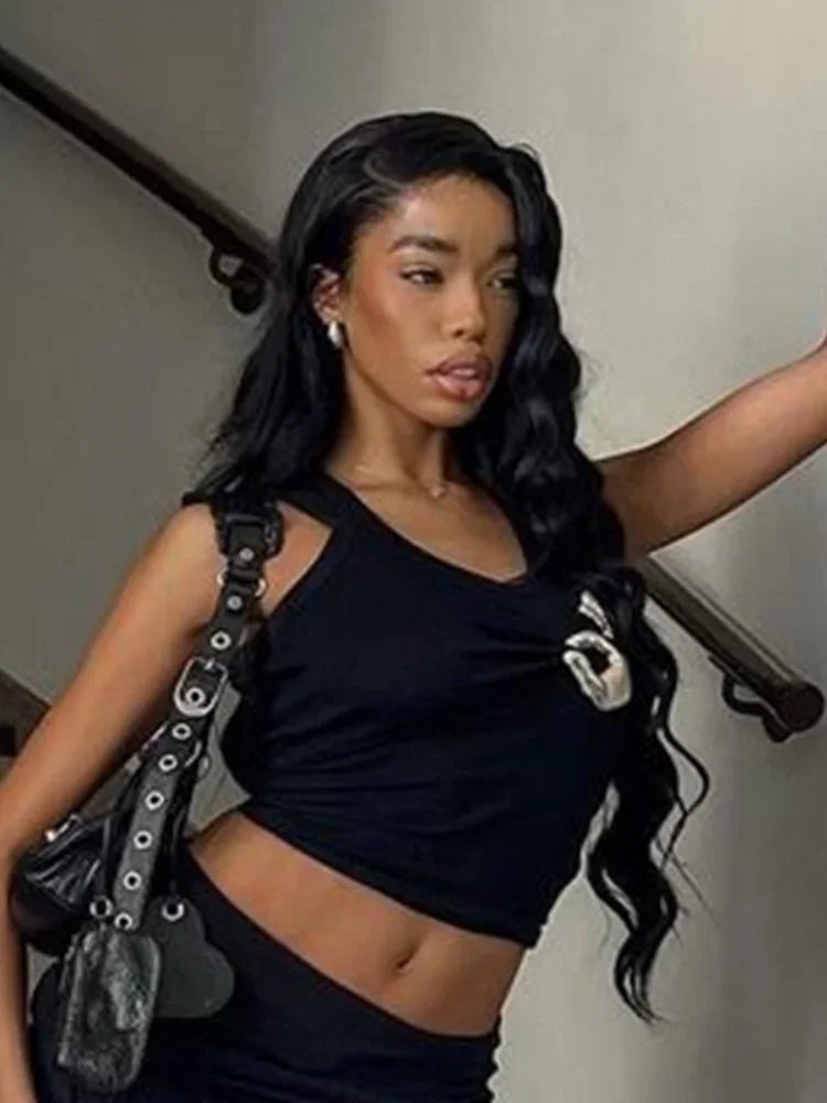 Sequined Tank Top Women Edgy Clothes Y2k Accessories Sleeveless Ropa De Mujer Solid Color Camison Verano Slim Fit Streetwear