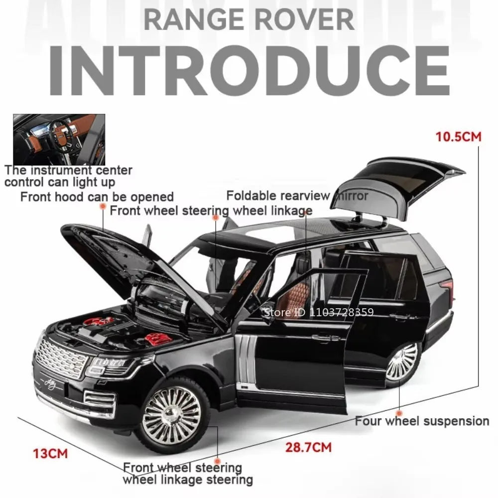 1:18 RS7 Range Rover Alloy Car Model Diecast Toy Sound Light 6 Doors Opened Shock Absorption Miniature Vehice Kid Christmas Gift