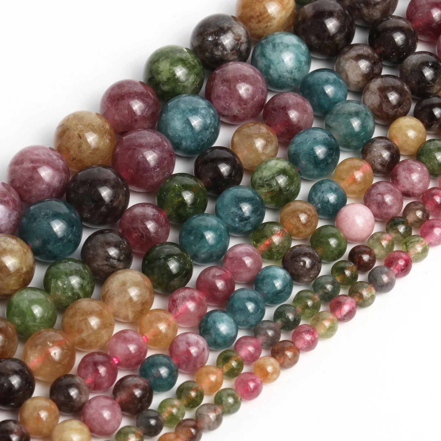 Natural Colorful Tourmaline Stone Beads Round Loose Spacer Beads for Jewelry Making Diy Bracelet Handmade Accessories 4 6 8 10mm