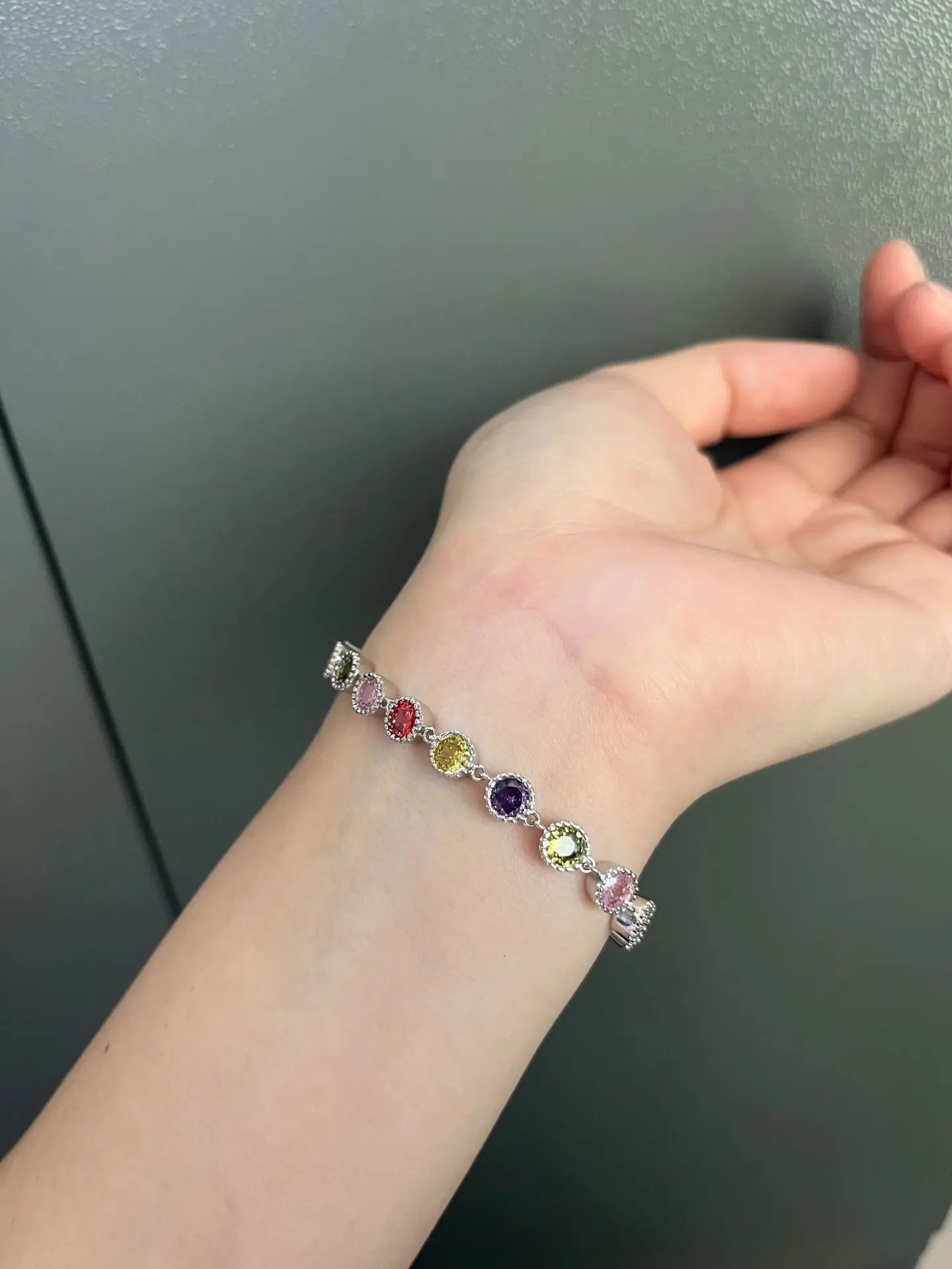 925 Sterling Silver Rainbow Zircon Round Chain Charms Bracelets Woman Couple Designer Jewelry Accessories Wholesalea Jewellery
