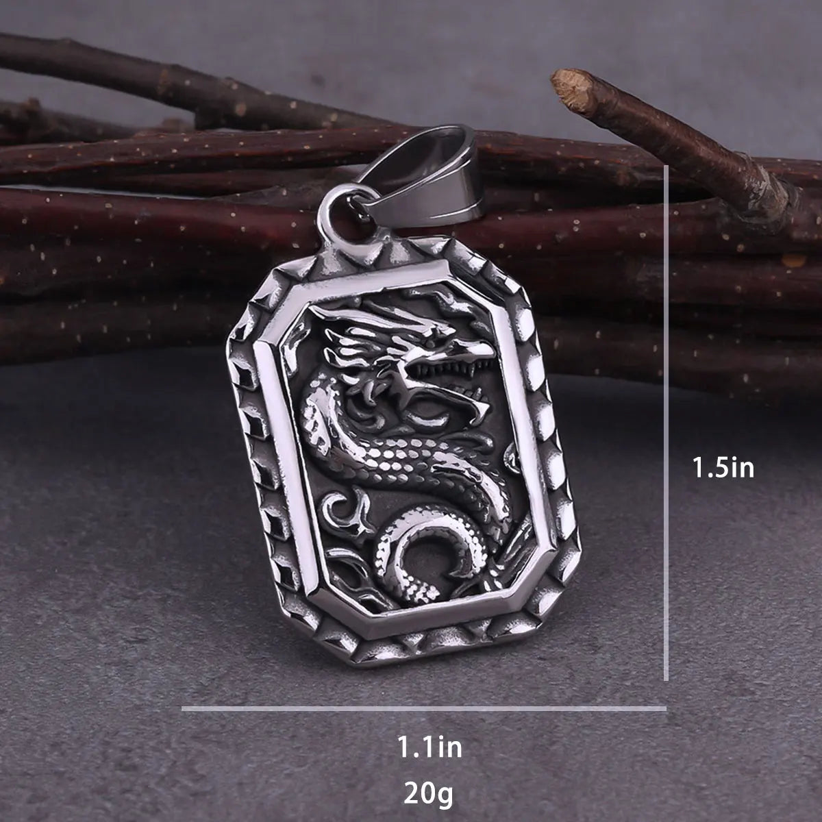 Vintage Vikings Animal Dragon Ouroboros Pendant Carved Scales Texture Stainless Steel Jewelry Scandinavian Amulet Necklace Gift