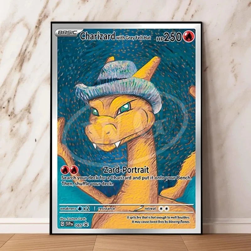 Van Gogh Museum Pocket Monster Anime Character Pikachu Canvas Painting Poster Living Room Bedroom Decoration Christmas Gift