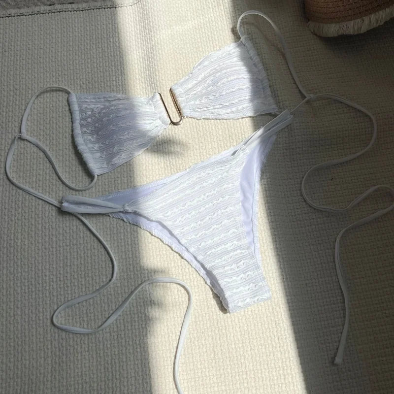 Sexy Bikinis Bathing Suit Women Sexy Lace Up Backless Hollow Out Thong Split Micro Bikini Summer 2025 New Spice Girl Beachwear