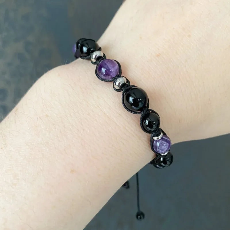Black tourmaline amethyst bracelet