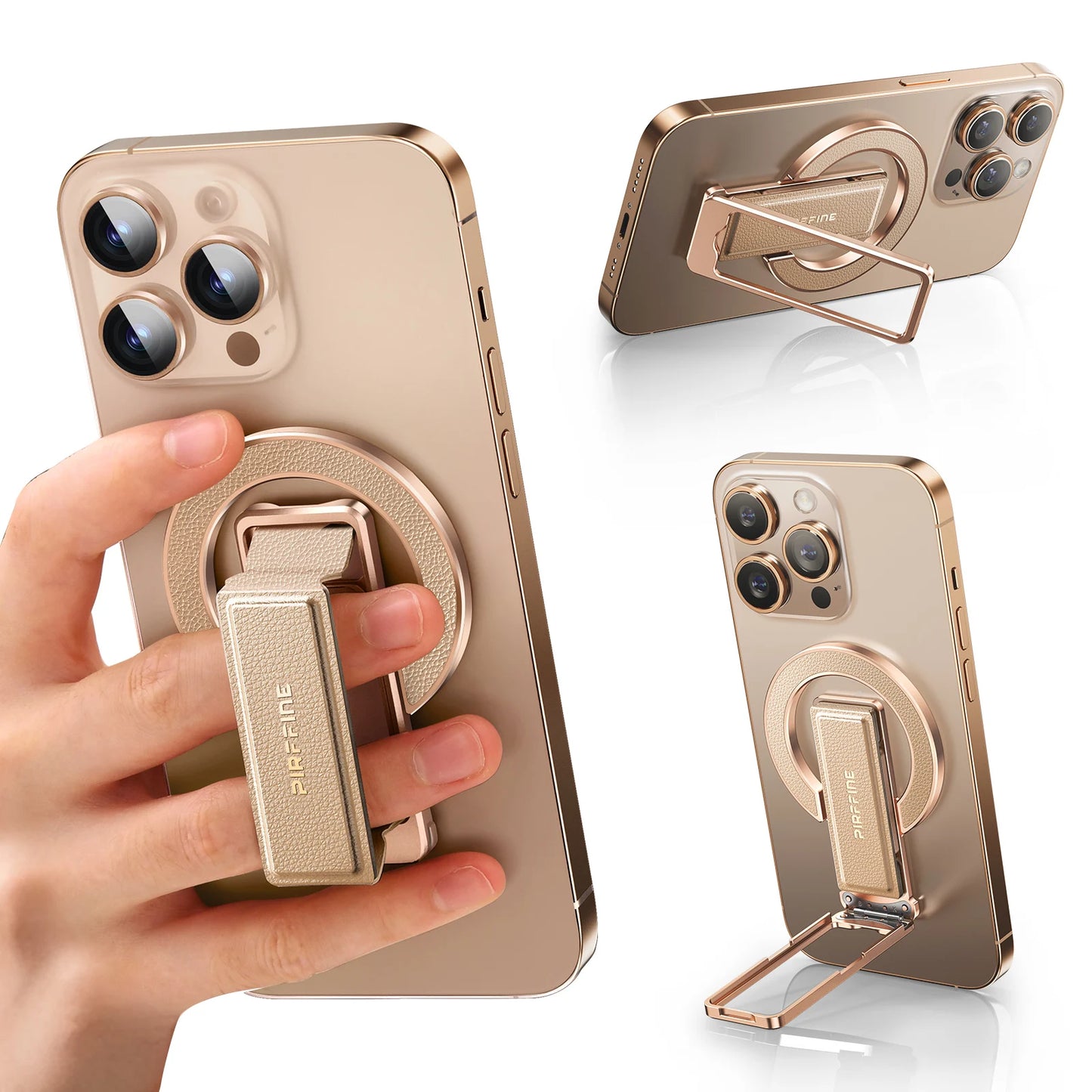 Eary Magnetic Phone Ring Grip Holder for Magsafe Genuine Leather Adjustable Angle for Phone Case Stand for iPhone 17 Air 16 15