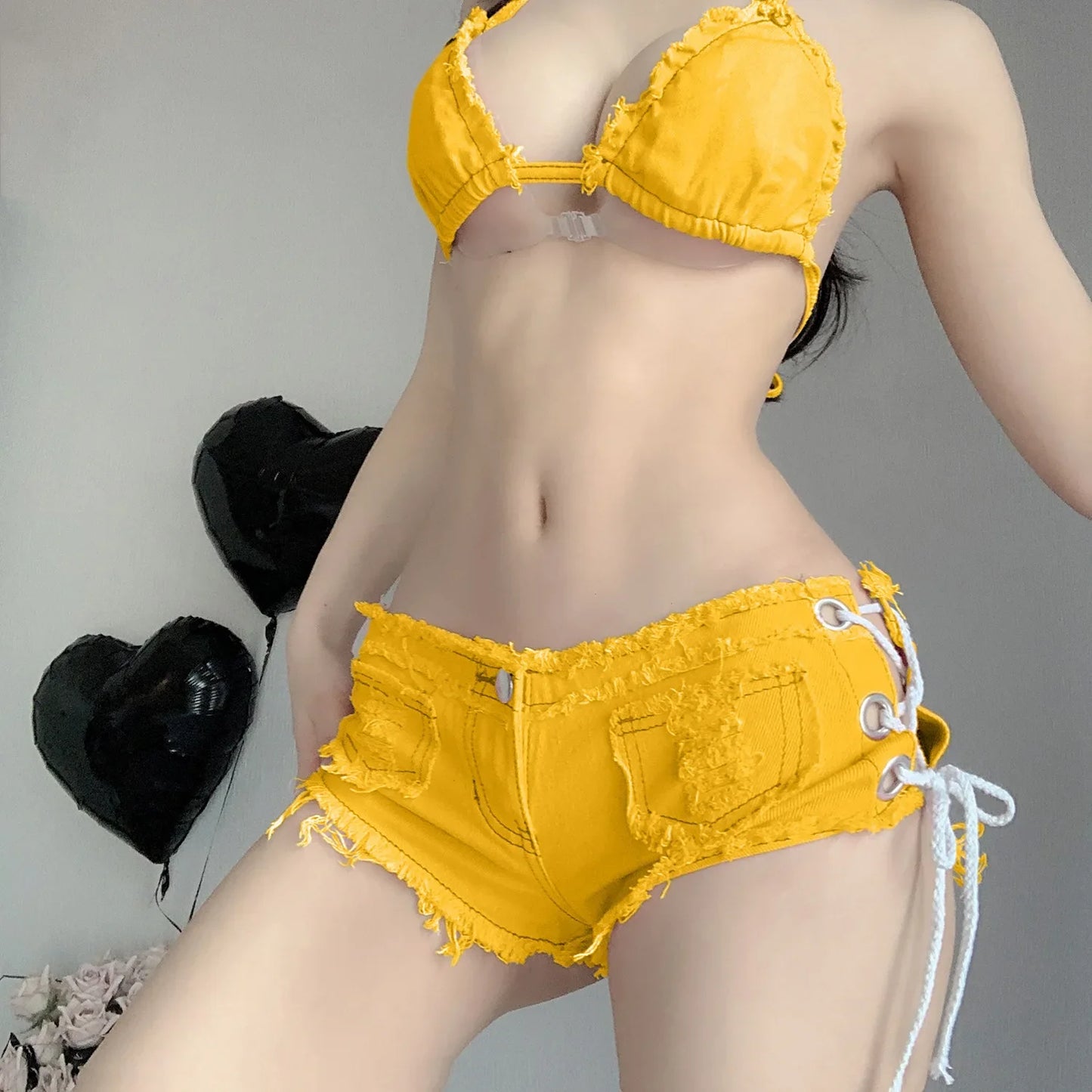 Sexy Low Waist Jeans Shorts Women's European American Style Denim Crossbody Shorts For Nightclubs Summer Fashion Trend