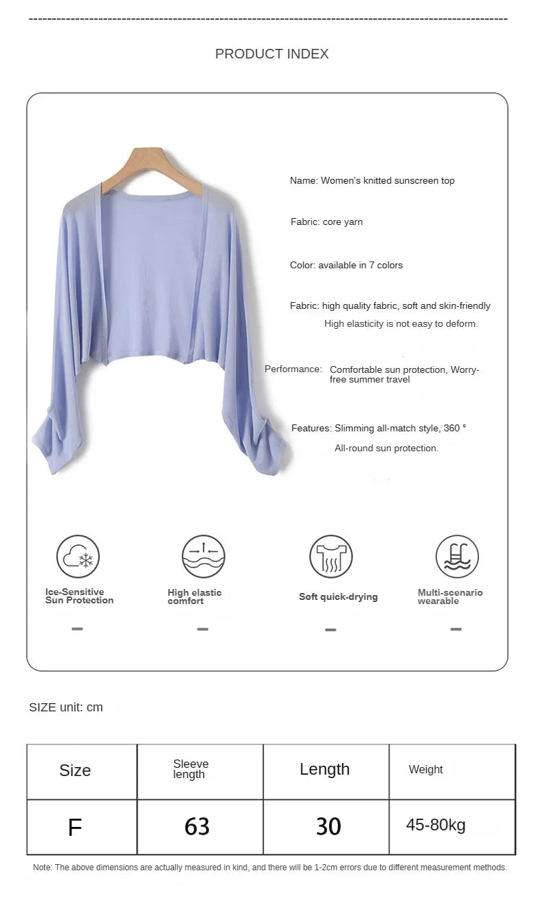 Ice Silk Sun Protection Cover Ups Women Long Sleeve Knitted Shawl Thin Summer Relax Cardigan Cape Outerwear Shirt Loose Freesize
