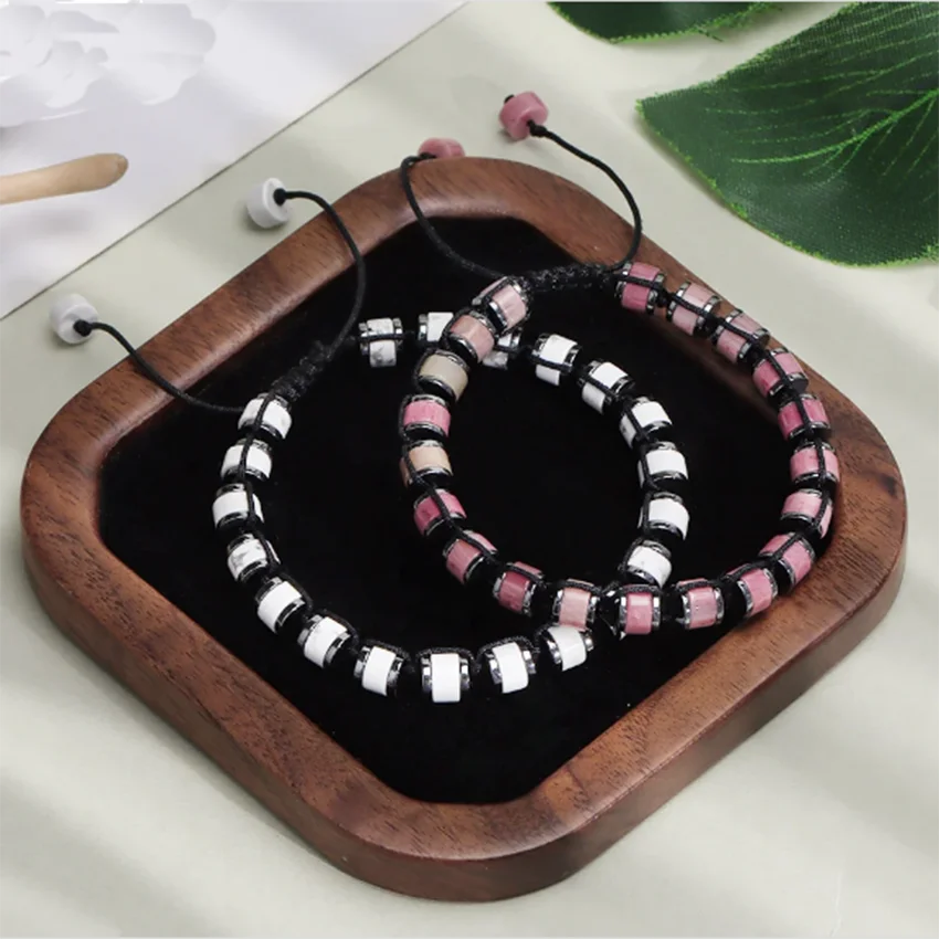 Handmade Braided Crystal Stone Bracelets For Couple Natural Amethyst Tourmaline Rope Macrame Adjustable Women Bracelet Jewelry