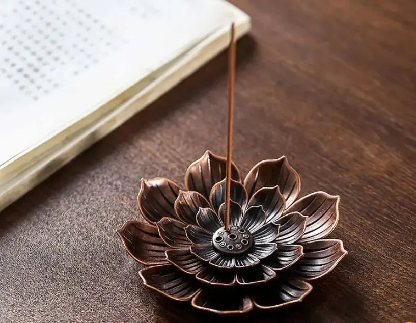 Incense Stick Holder Alloy Lotus Line Incense Burner Yoga Sage Sandalwood Coil Base Bronze Crafs Home Decor Christmas Gift