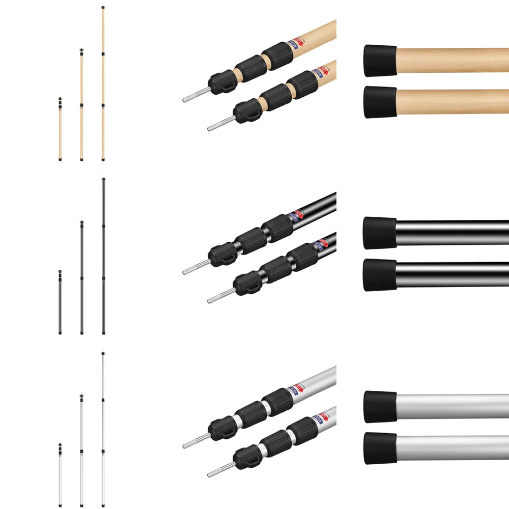 Set of 2 Tarp Poles Telescoping Camping Replacement 3-Section Aluminum Tent Rods for Rain Fly Camping Shelter Awning Canopy