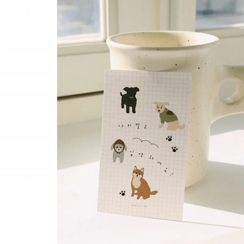 Korean Import Brand Suatelier Happy Dogs Mung Family Stickers Scrapbooking Diy Diary Stationery Sticker Cute Decor Sticker 1183