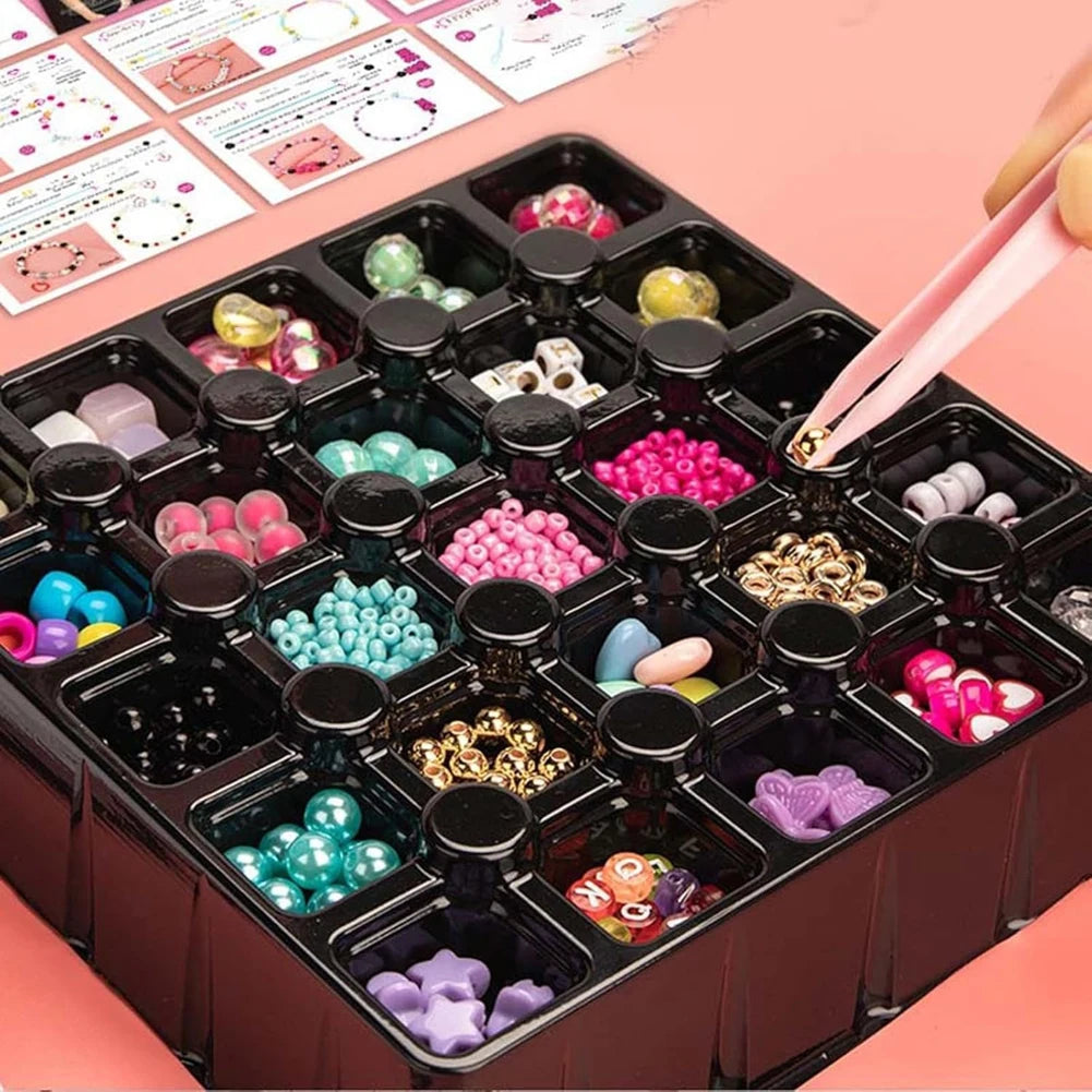 Charm Bracelet Making Kit with Jewelry Box & Nail Polish Jewelry Making Kit Birthday Christmas Gifts for Girls Ages 6-12