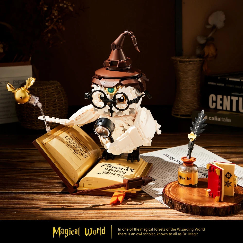 Magic World Owl Professor MOC Building Blocks Set Creative Technical Bricks DIY Toy for Adults Kids Holiday Christmas Gift