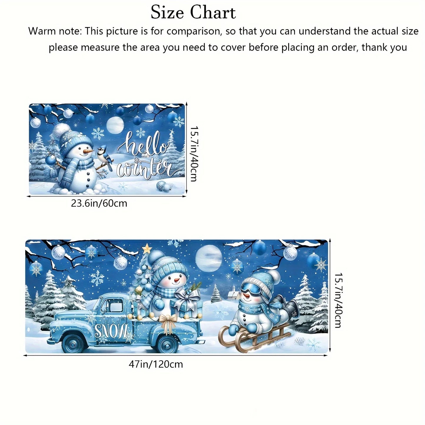 Merry Christmas Blue Snowman Truck Kitchen Mats Winter Xmas Entrance Non-slip Door Mat Balcony Hallway Rug Christmas Decorations