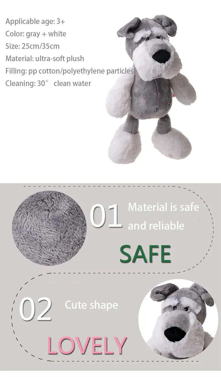 New 25/35cm Cute Plush Toy Jungle Brothers Schnauzer Dog Soft Plush Animal Toy Baby Comfort Doll Children Best Christmas Gift