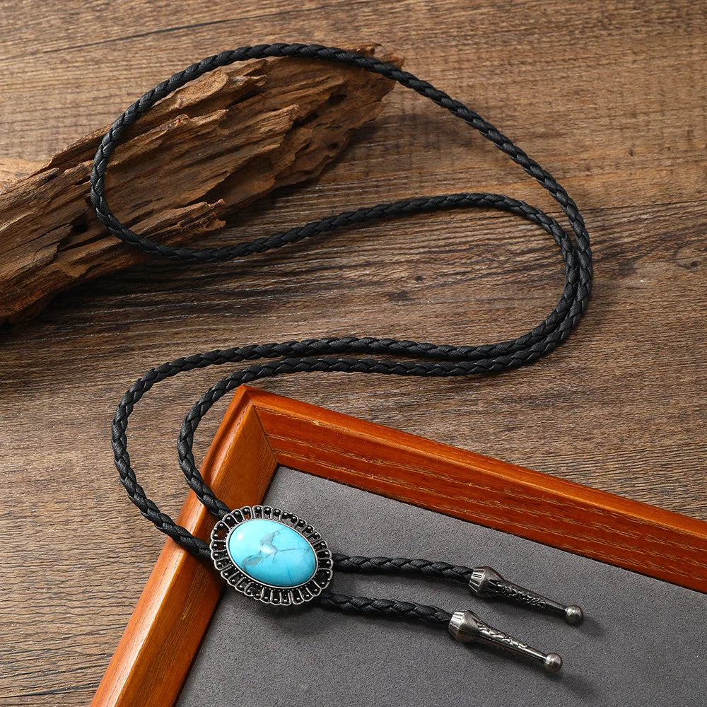 Golden Ties for Men American Cowboy Garment Accessory Tie Adjustable Bull Head Western Cowboy Bolo Tie Pendant Necklace