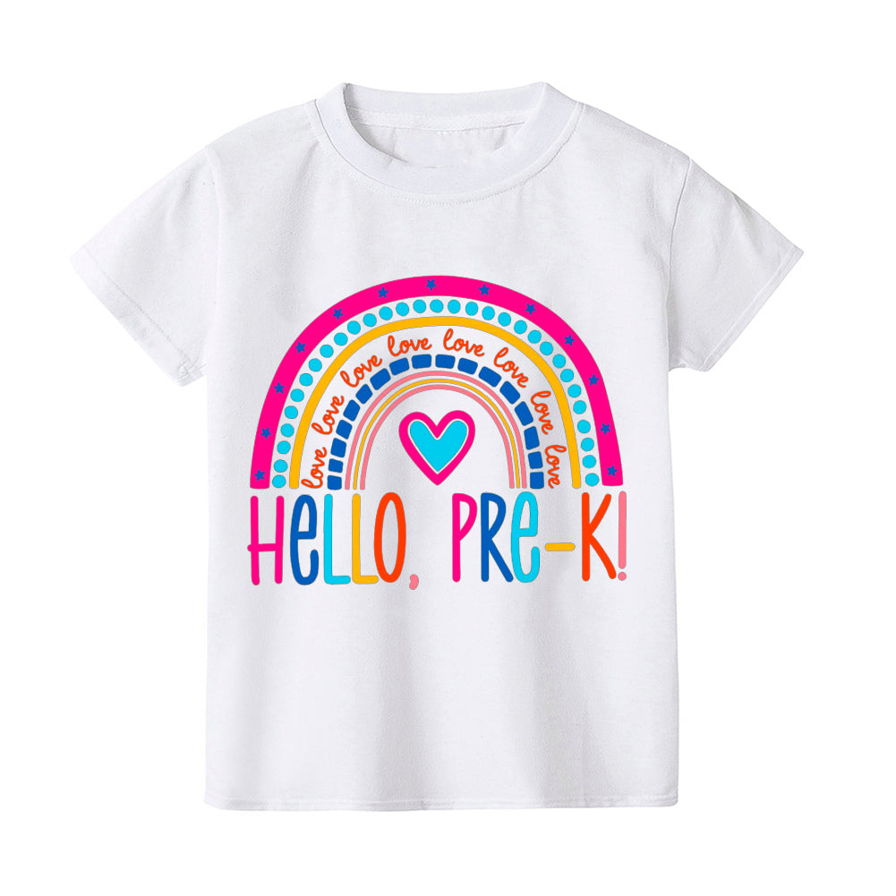 Hello Pre- K Kids Shirt Boys Girls Cute Clothes First Day of School T-shirt Back To School Gift Preschool Shirt Toddler Shirt