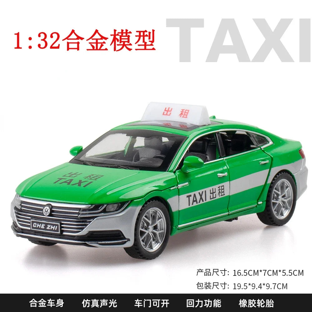 1:32 Volkswagen CC Taxi Car Model Alloy Car Die Cast Toy Car Model Sound Light Children's Toy Collectibles Christmas gift ﻿A563