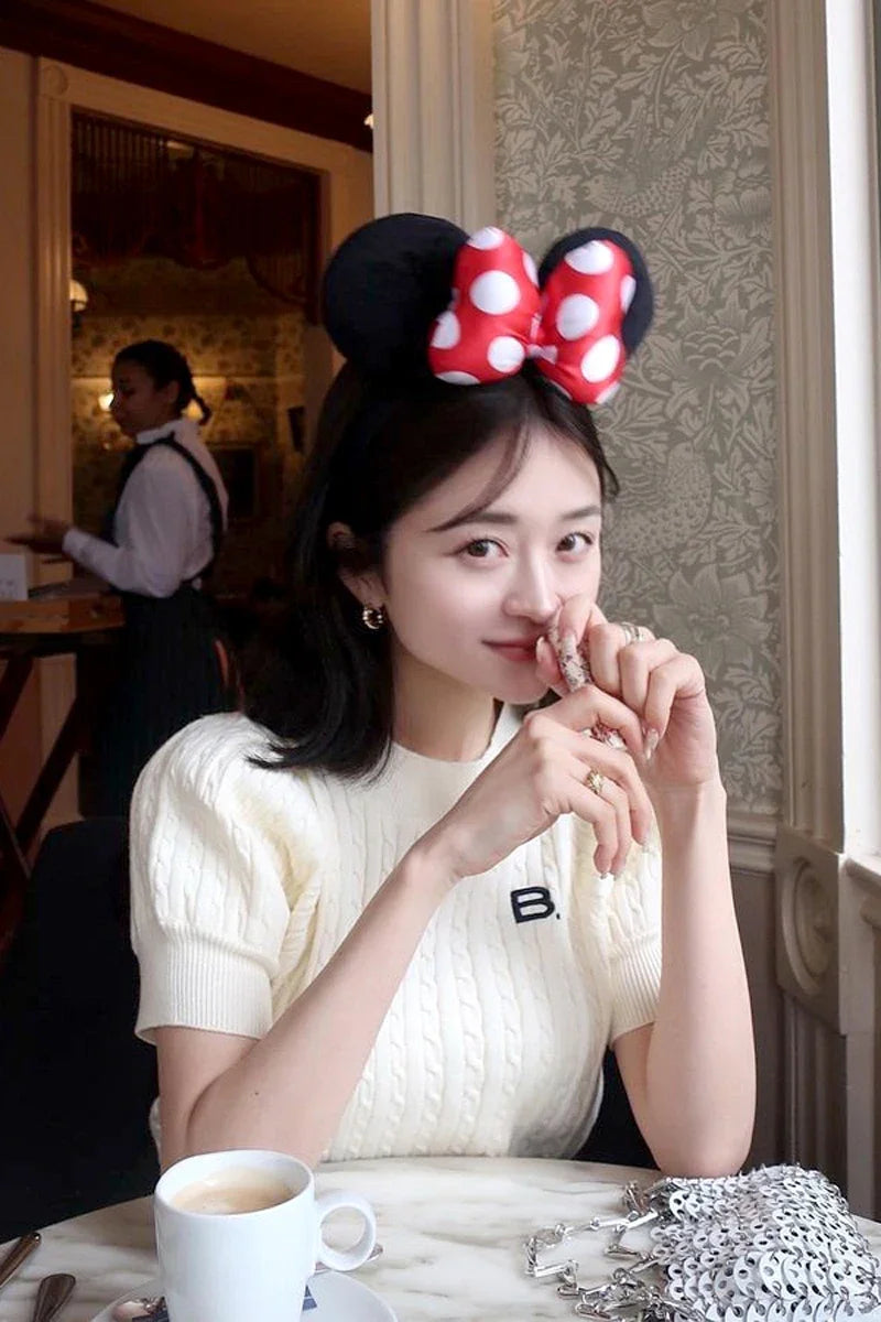 Japanese New Spring Ladies Sweet Bubble Short Sleeve Twist Knitted Top Sweater Letter Embroidered Pure Color Women's T-shirt