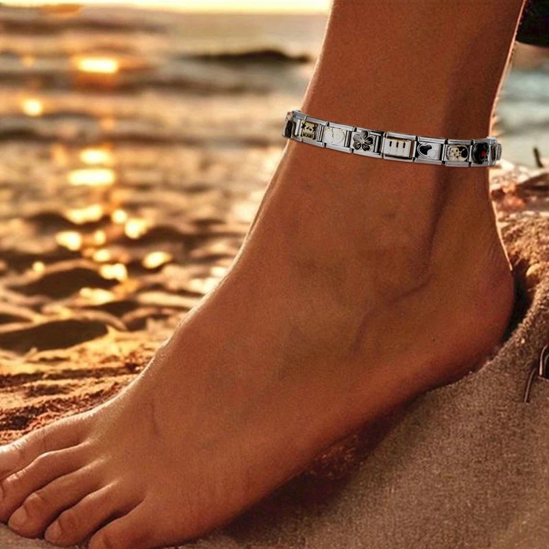 New Fashion Women Romantic Heart Star Zircon 9MM Width Stainless Steel Bracelet Bangle Girls Wedding Christmas Gift Jewelry