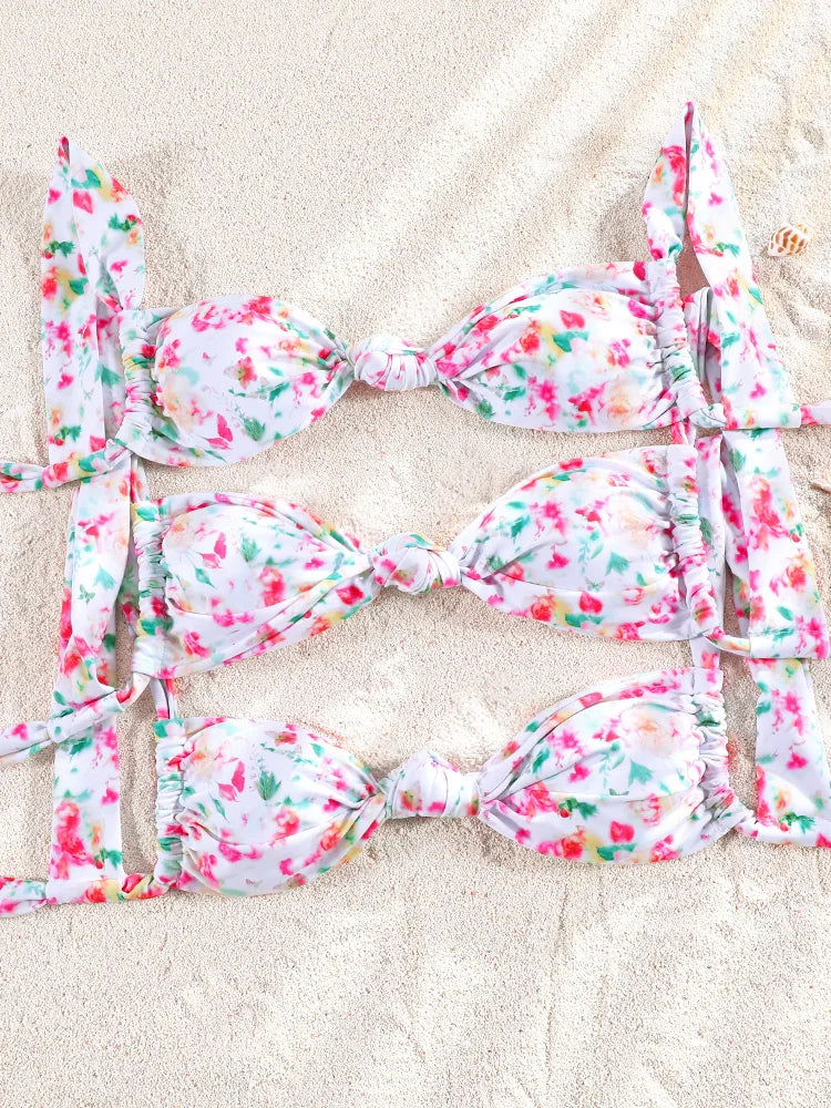 ZRTAK Sexy Micro Bikini Sets Two Piece Suit Women Swimsuit Push Up Bikinis 2024 Bathing Suit Swimwear Print Beachwear Solid