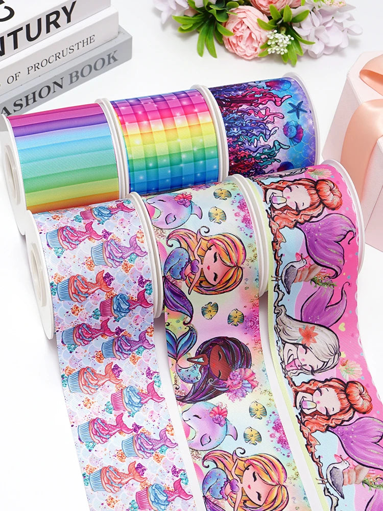 5 Yards Printed Grosgrain Ribbons For Bows DIY Craft Decoration Packaging Supplies 84400