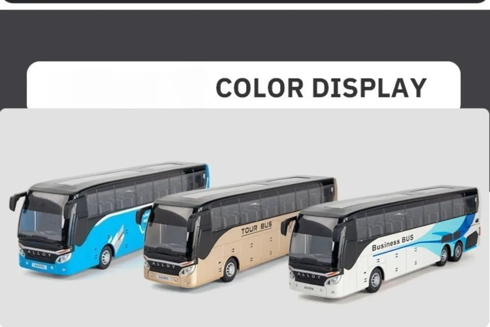 1:30 Business Single Alloy Diecast Double Decker Bus Model Toys Car Doors Opened Sound Light Pull Back Cars Child Christmas Gift