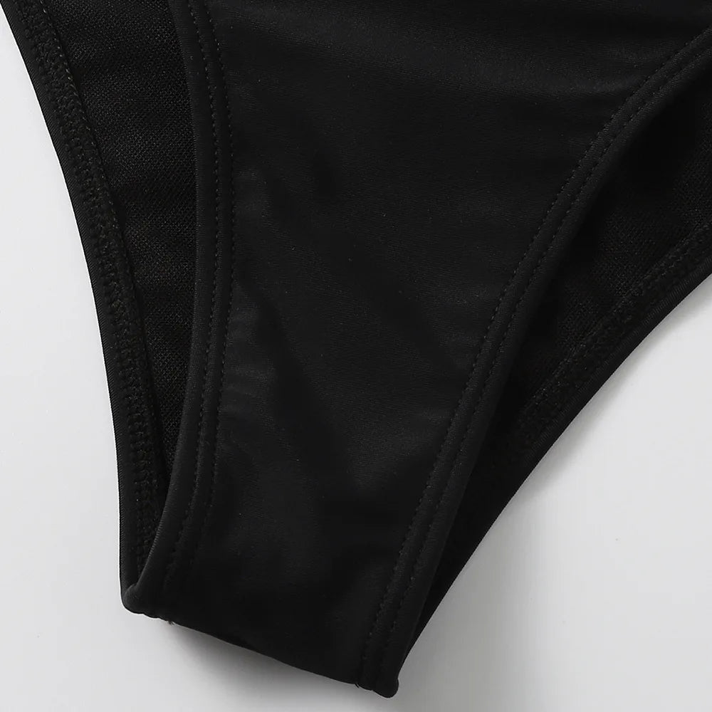 One Shoulder Bikinis 2025 Women Ruffle Swimsuit Solid High Waist Swimwear Female Padded Bathers Bathing Swimming Suit Beachwear