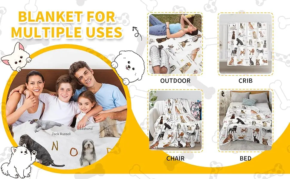 Cozy Grinch Blanket Soft Fleece Throw with Dog Design for Winter, Lightweight Decorative Sofa Cover, Ideal Christmas Gift for Ki