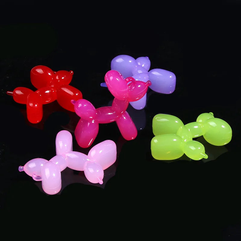 10pcs/Bag tiki hot 34mm Acrylic Jelly Colorful Cartoon 3D cute Balloon Dog DIY Bead Keychain Phone Chain Pendant Accessories