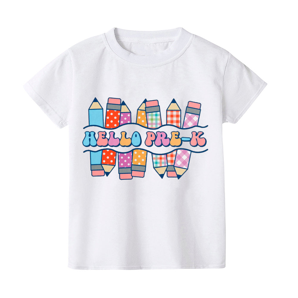 Hello Pre- K Kids Shirt Boys Girls Cute Clothes First Day of School T-shirt Back To School Gift Preschool Shirt Toddler Shirt