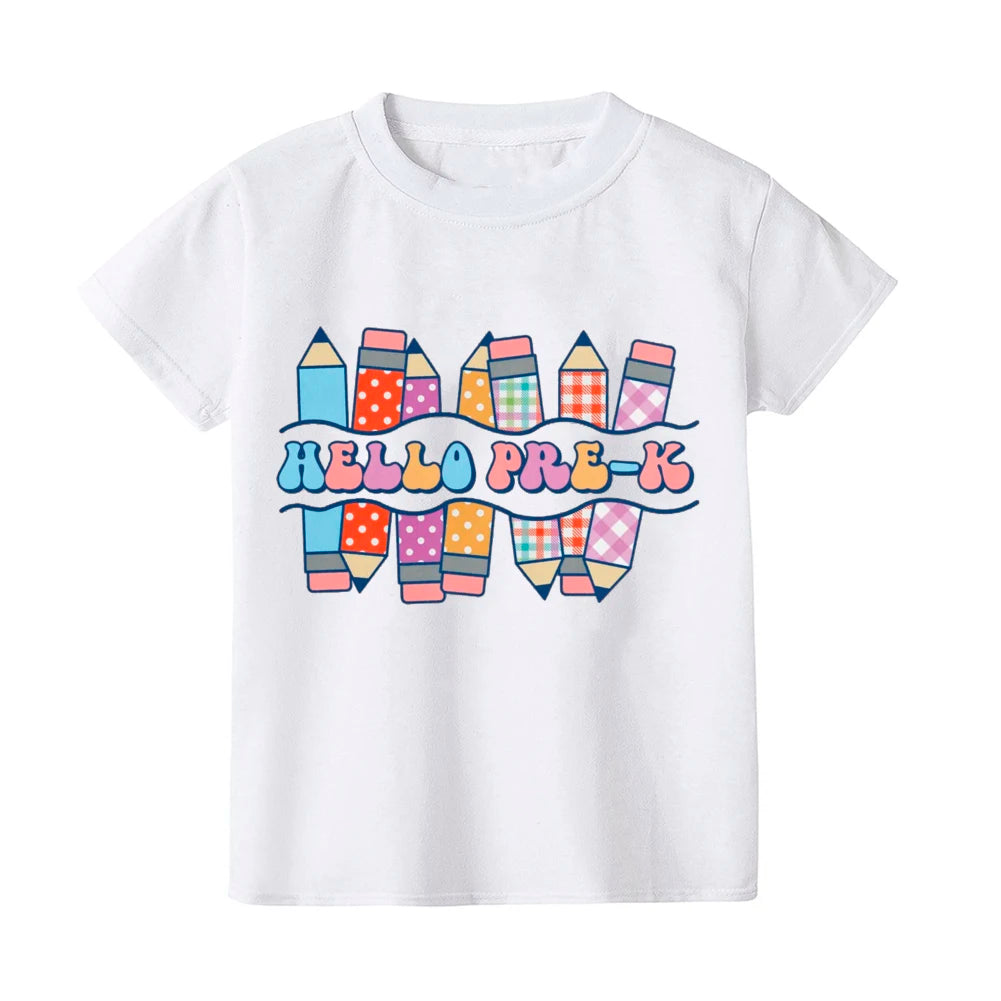 Hello Pre- K Kids Shirt Boys Girls Cute Clothes First Day of School T-shirt Back To School Gift Preschool Shirt Toddler Shirt