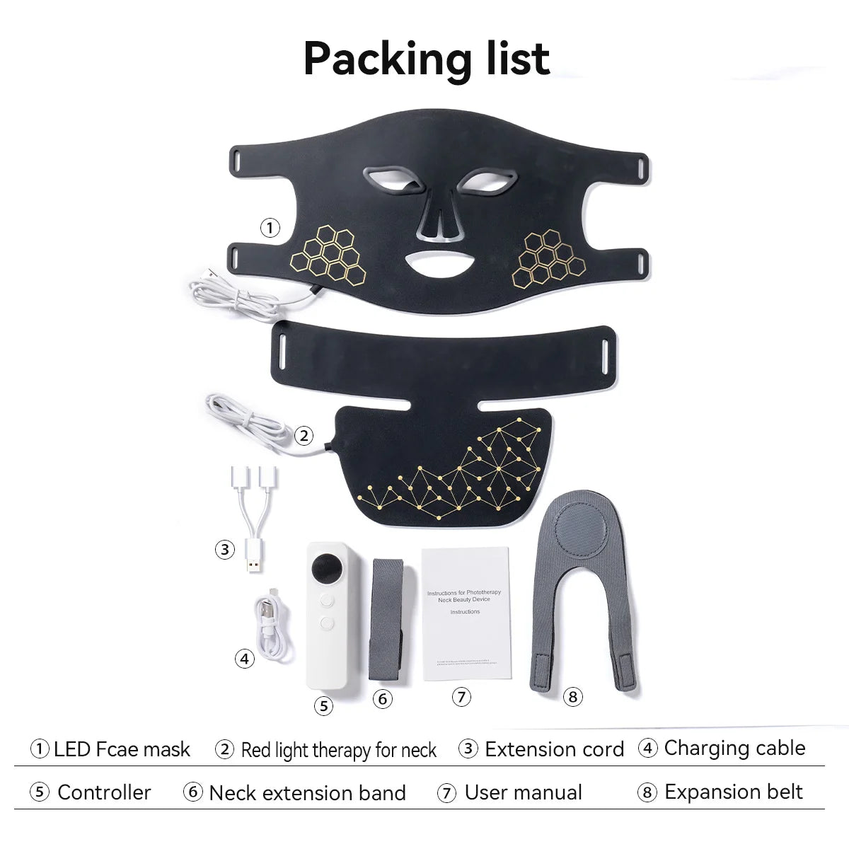 Hello Face Rechargeable Red Light Therapy Mask for Face & Neck  Infrared LED Mask Skincare Device for Glowing Skin