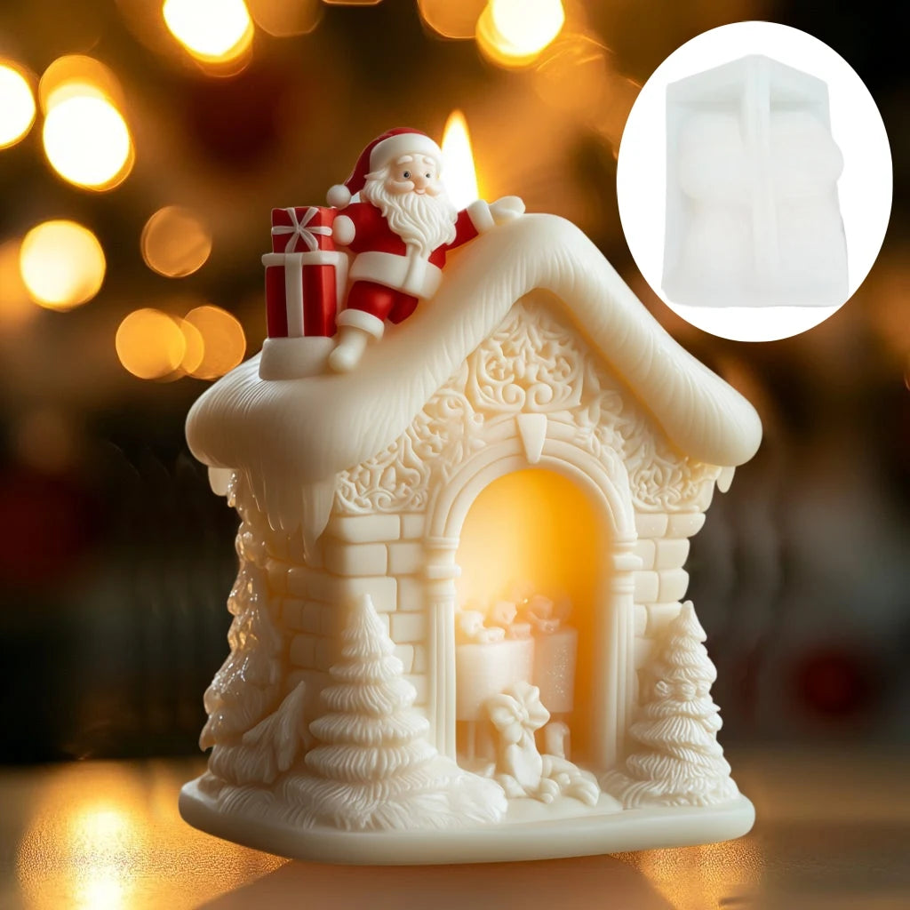 Smile Santa Claus Giving Gift Cylindrical Scented Candle Silicone Mold Santa Claus Hold Gift Resin Plaster Molds Christmas Gift